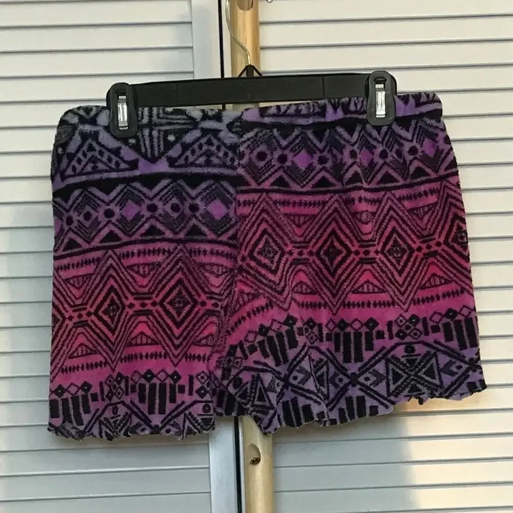 Colorful Geometric Soft Fluffy Drawstring Short Shorts